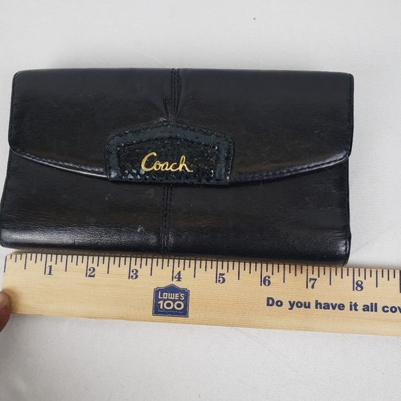 Coach Black Leather MultiCard Wallet Sz L - Picture 6 of 7